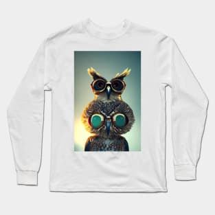 Two Cute Little Fluffy Big Eyed Owl Emoji Long Sleeve T-Shirt